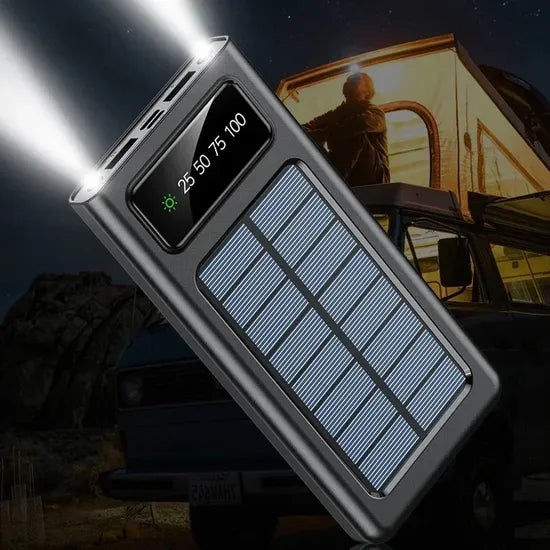 Solar Power Bank 20000mAh – Multi-Cable, Fast Charging with LED Display