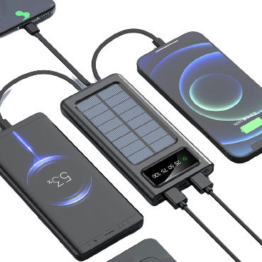 Solar Power Bank 20000mAh – Multi-Cable, Fast Charging with LED Display