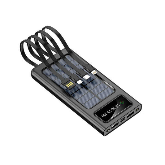 Solar Power Bank 20000mAh – Multi-Cable, Fast Charging with LED Display